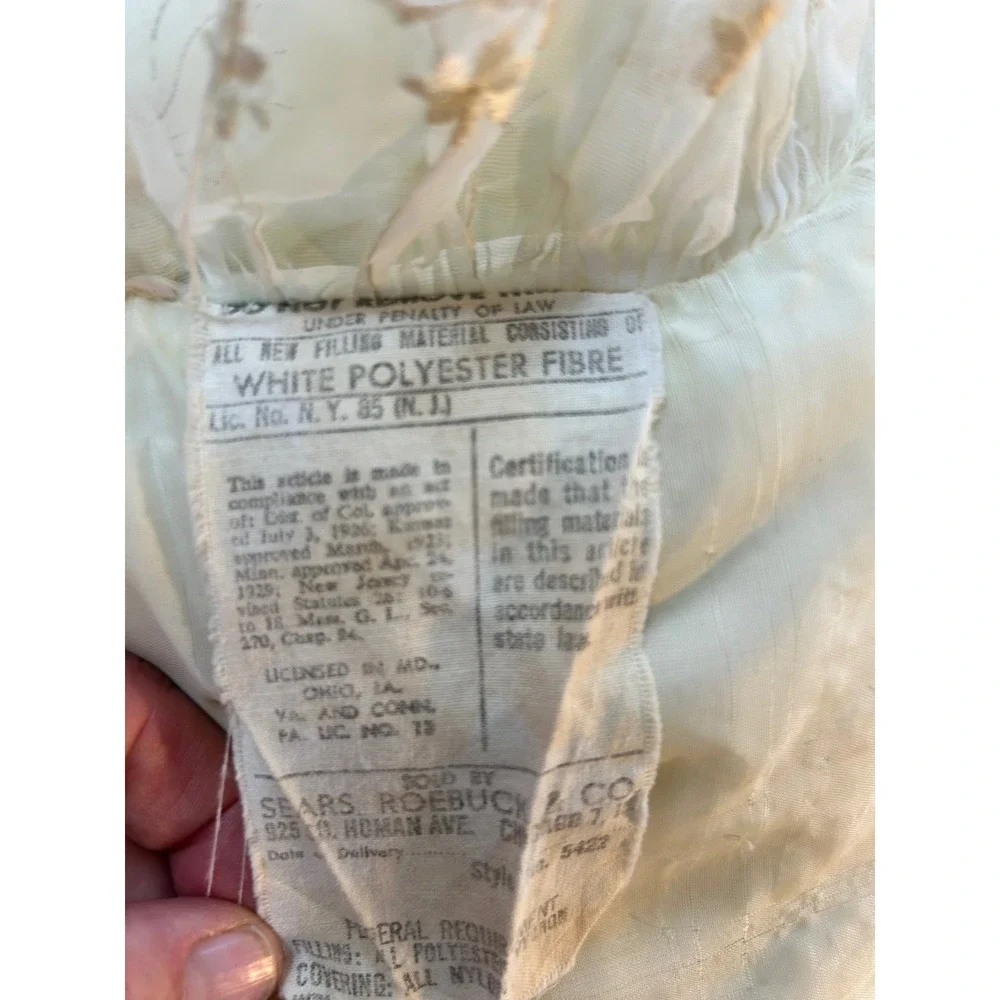 Vintage Yellow Floral Cherub Baby Comforter and Pillow Set Ruffle Lace Trim